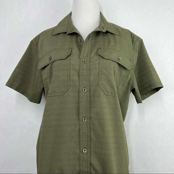Prana Green Women’s Button Down Short Sleeve Polo Shirt Size Small - Picture 2 of 6